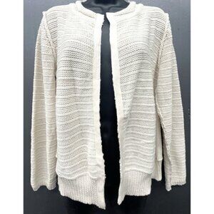 Pure Handknit Sweater S/M Ivory Open Cardigan Coastal Quiet Luxury Old Money New